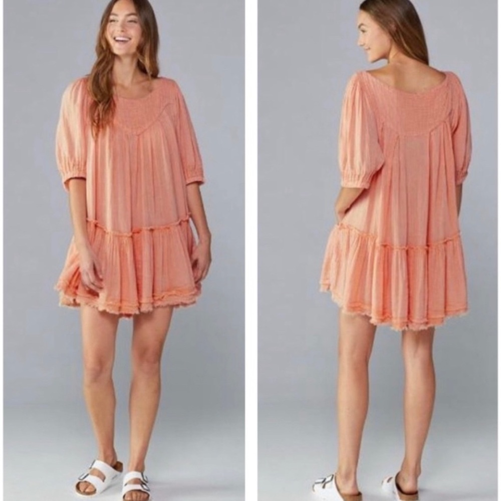 Free People Mystery Land Tunic Grapefruit Size XS NWT